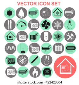 Heating and Air conditioning set vector icon