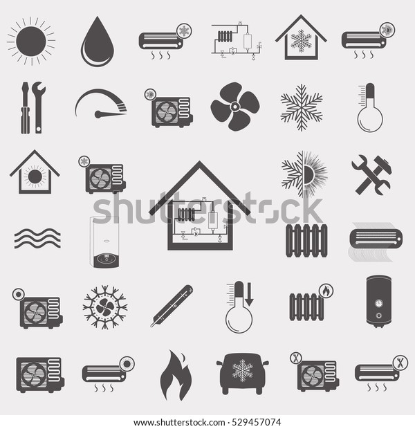 Heating Air Conditioning Set Vector Icon Stock Vector (Royalty Free ...