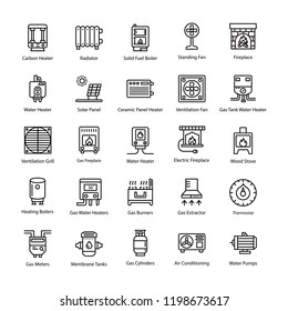 Heating Appliances Line Vector Icons