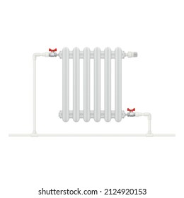 The heating battery connection diagram is one-pipe. Vector illustration.