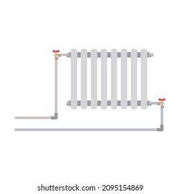 The heating battery connection diagram is two-pipe. Vector illustration.