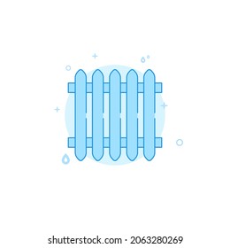 Icono vectorial del radiador de batería de calefacción. Ilustración plana de fontanería. Estilo de línea relleno. Diseño monocromo azul. Trazo editable. Ajustar el peso de la línea.