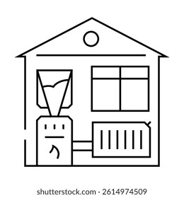 heating biomass energy line icon vector. heating biomass energy sign. isolated contour symbol black illustration