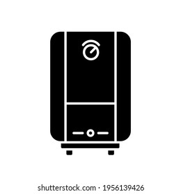 Heating boiler glyph icon. Plumbing. Thin line customizable illustration. Contour symbol. Vector isolated outline drawing.