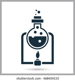 Heating of the chemical flasks icon on the background