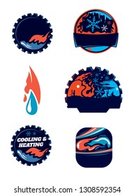 Heating And Cooling Company Icon Collection (Vector Art)