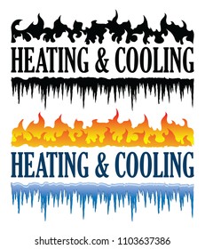 Heating and Cooling Emblem is an illustration that can be used for heating and cooling or HVAC companies. Comes in one color and multi-color version.