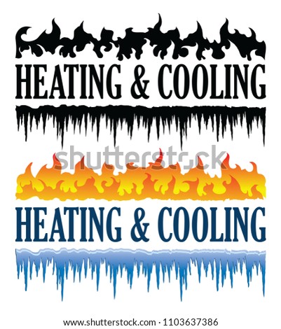 Heating and Cooling Emblem is an illustration that can be used for heating and cooling or HVAC companies. Comes in one color and multi-color version.
