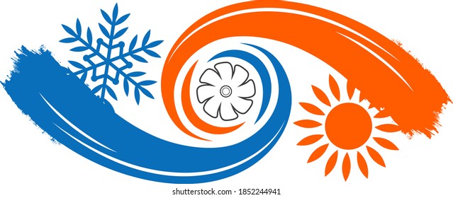 Heating and cooling fan air conditioner symbol for business