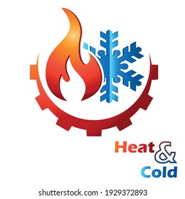 heating and cooling with gear wheel - logo design