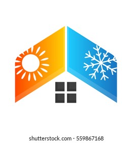 Heating And Cooling House, Air Conditioning Symbol