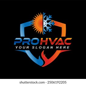 heating and cooling hvac illustration graphic vector logo emblem template modern premium design home service