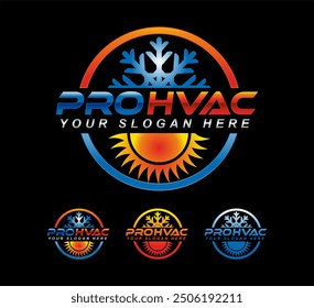 heating and cooling hvac illustration graphic vector logo emblem template modern premium design home service