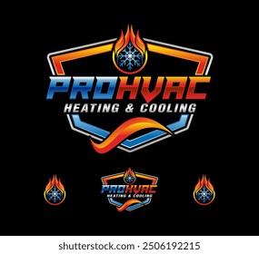 heating and cooling hvac illustration graphic vector logo emblem template modern premium design home service