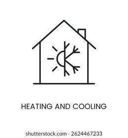 Heating and cooling icon with editable stroke for smart climate systems and efficient energy use in buildings