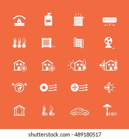 Heating and cooling icon set.