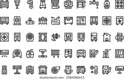 Heating and cooling icons High-Quality Vector Icons Collection with Editable Stroke. Ideal for Professional and Creative Projects.