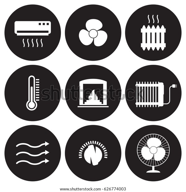 Heating Cooling Icons Set White On Stock Vector (Royalty Free) 626774003