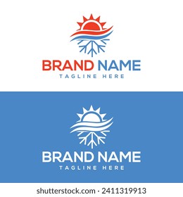 Heating and cooling logo design template