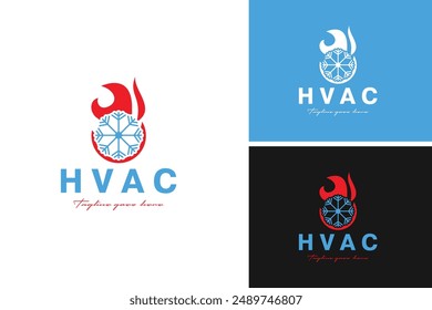 Heating and cooling logo design vector illustration template idea
