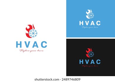 Heating and cooling logo design vector illustration template idea