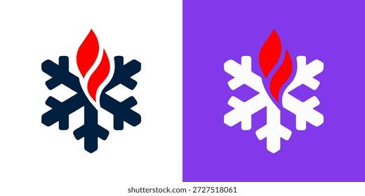 Icono del logotipo de calefacción y refrigeración. Diseño de logotipo de Vector. Logotipo de HVAC. 