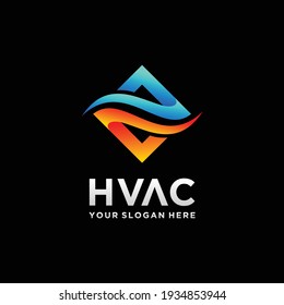 heating and cooling logo with square concept