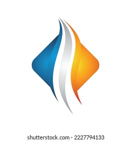 heating and cooling logo with square concept 