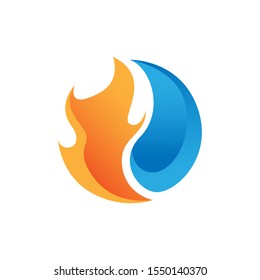 Heating and cooling logos. Abstract heating and cooling hvac logo design vector image