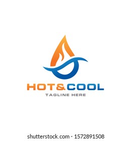 Heating and cooling logos. Abstract heating and cooling hvac logo design vector image