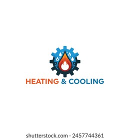 Heating and cooling logos. Abstract heating and cooling hvac logo design vector image
