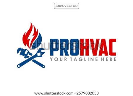 heating and cooling repair service Logo design template