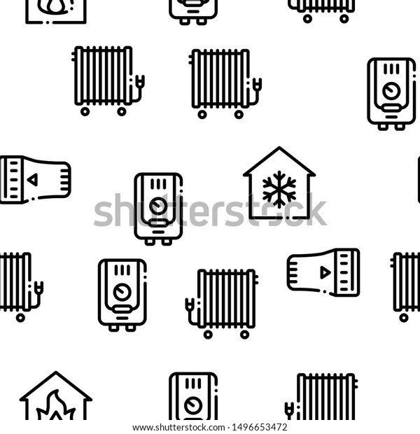 Heating Cooling Seamless Pattern Vector Linear Stock Vector Royalty Free 1496653472