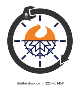 heating cooling service logo Icon Illustration Brand Identity