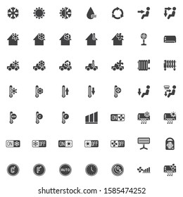 Heating And Cooling System vector icons set, modern solid symbol collection, filled style pictogram pack. Signs, logo illustration. Set includes icons as Air conditioning function, car climate control