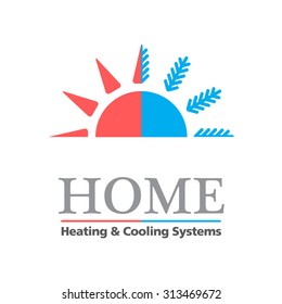 Heating & Cooling systems business icon vector template. Brand visualization template. Vector graphics for cooling & heating, hot & cold temperature, climate control. Typography proposal. Editable