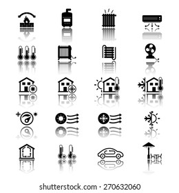 Heating And Cooling Systems Icon Set