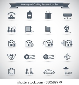 Heating And Cooling Systems Icon Set