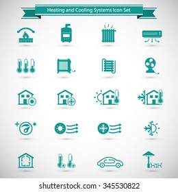 Heating And Cooling Systems Icon Set