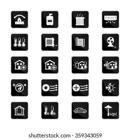 Heating And Cooling Systems Icon Set