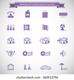 Heating And Cooling Systems Icon Set