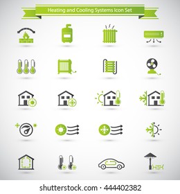 Heating And Cooling Systems Icon Set