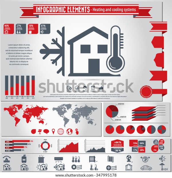 Heating and cooling systems - infographic elements\
and icons set.
