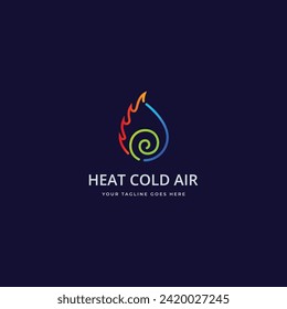 Heating, cooling, ventilation and air conditioning symbol in linear style. HVAC minimal logo design concept