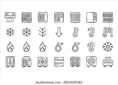 Heating Cooling and Ventilation Equipment Minimal Outline Icons