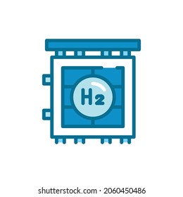 Icono de la línea de color H2 de soldadura. Energía de hidrógeno. Elemento vector aislado. Pictograma de esquema para página web, aplicación móvil, promoción