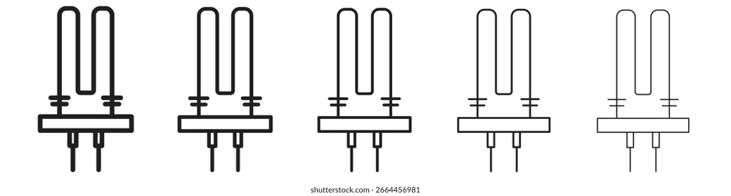 Elemento de aquecimento ícone linha arte vetor coleção no fundo branco