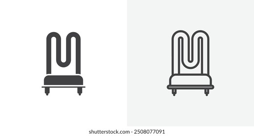 Heating element icon in solid and outlined style