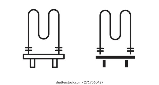 Ícones de elementos de aquecimento. Pixel perfeito. Ícone de contorno de vetor. Conceito de logotipo plano.