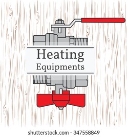 Heating equipments badge. Vector. Ball valve.